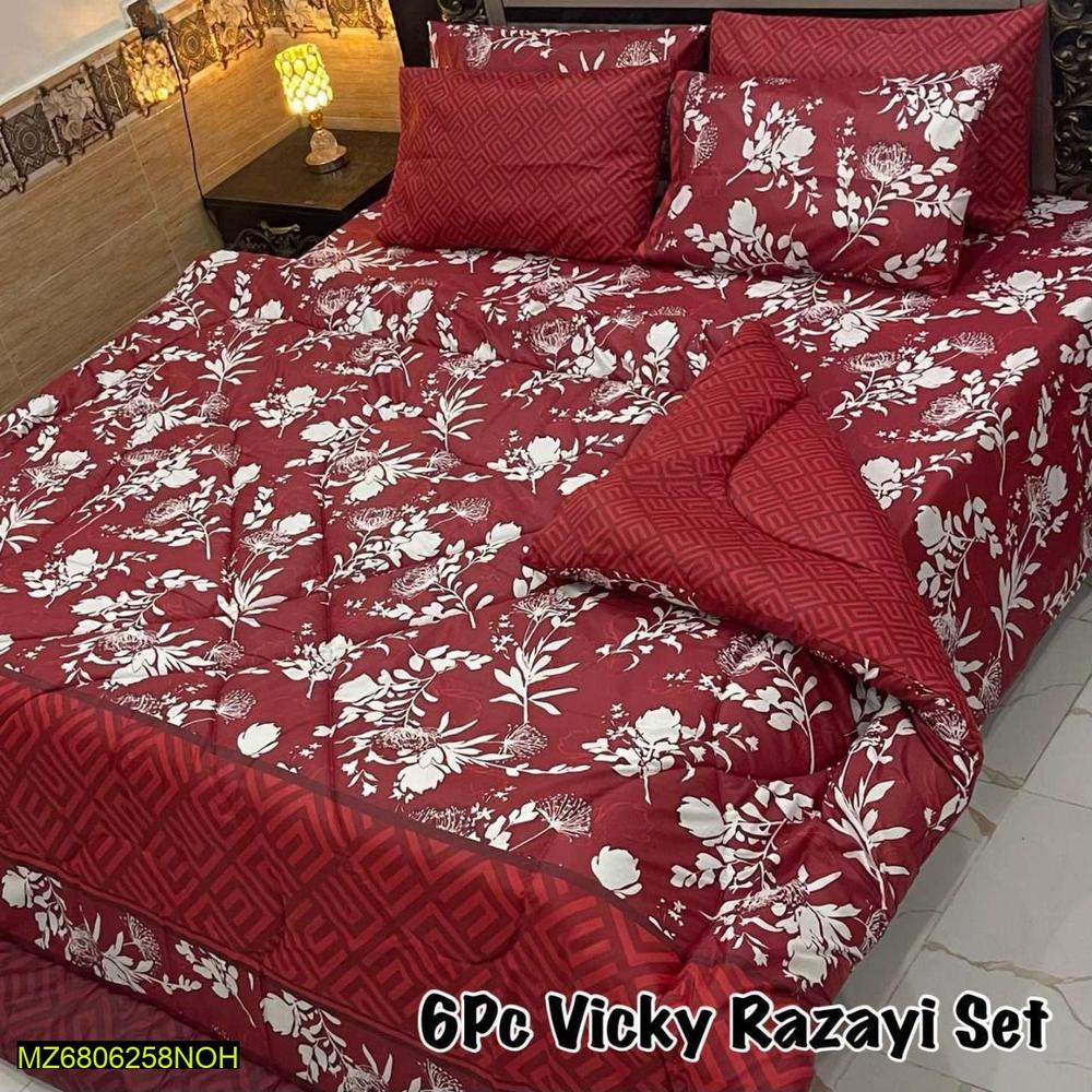 6 Pcs Mix Cotton Printed Double Bed Razai Set
