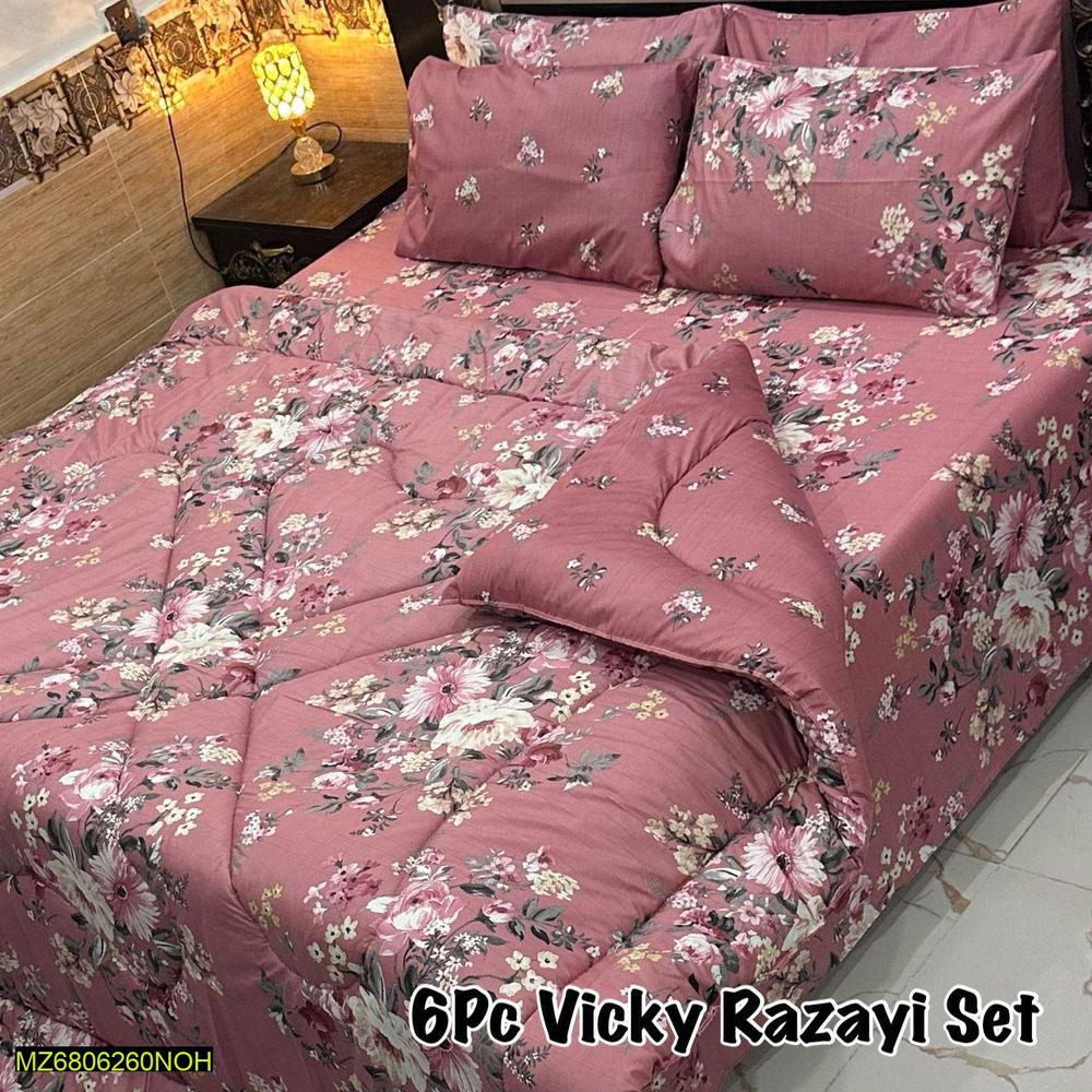 6 Pcs Mix Cotton Printed Double Bed Razai Set